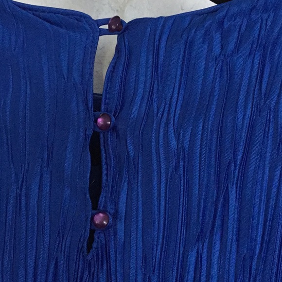 NWT Blue Liz Roberts Dress W/ Belt/buttons - Picture 4 of 8